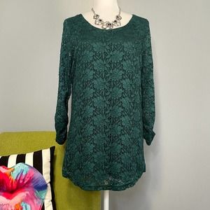 Skies are Blue Stitch Fix Maternity Arnett Green Lace Knit Top NEW